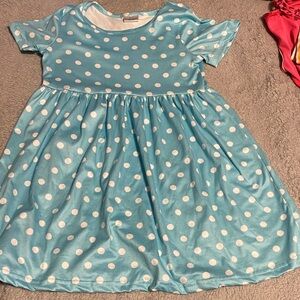 Charming Sky Blue Polka Dot Kids Dress